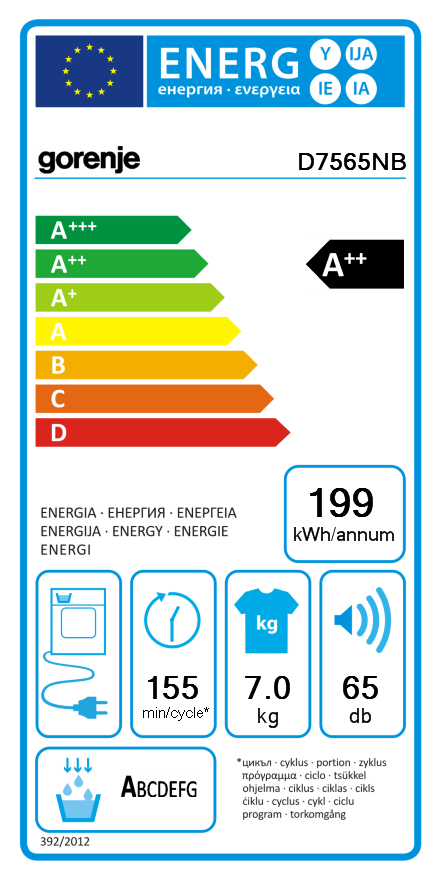 Gorenje D7565NB tumble dryer Freestanding Front-load – image 3