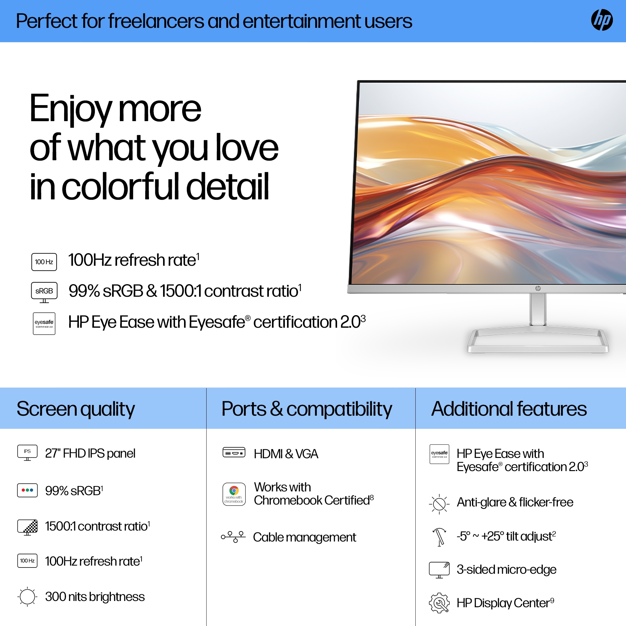 HP Series 5 27 inch FHD Monitor - 527sf – image 3