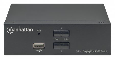 Manhattan DisplayPort 1.2 KVM Switch 2-Port, 4K@60Hz, USB-A/3.5mm Audio/Mic Connections, Cables included, Audio Support, Control 2x computers from one pc/mouse/ – image 3