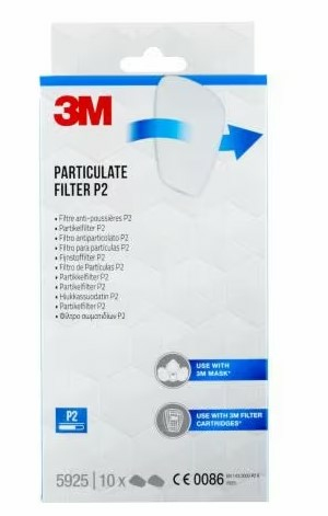 3M Filter für Atemschutzmasken 5925 P2 EN 143 2021, 10 Paar