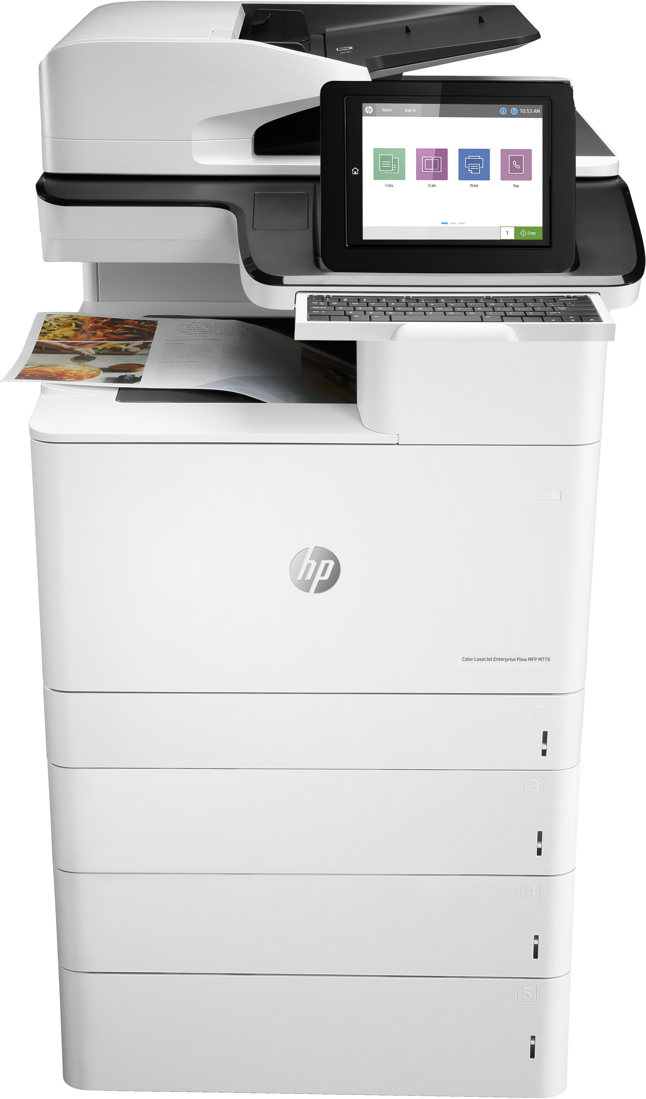 HP Color LaserJet Enterprise Flow MFP M776z, Skriv ut, kopiera, skanna och faxa, Framåtvänd USB-utskrift