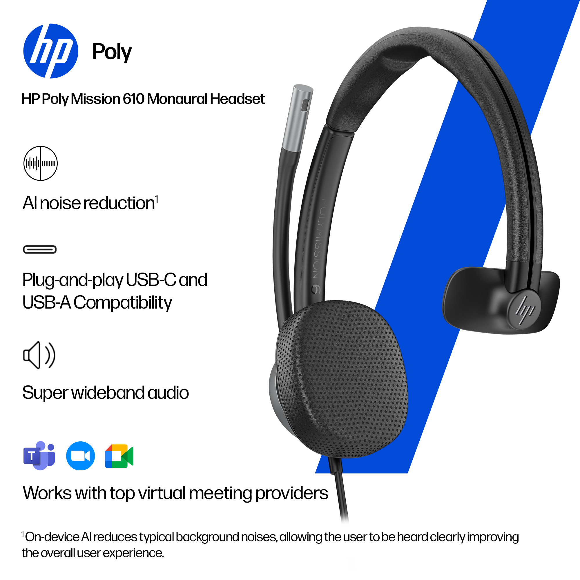 HP Poly Mission 610 Monaural USB Wired Headset Customer Special 1 – image 6