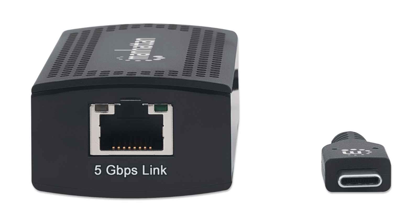Manhattan USB-C to 5GBASE-T Gigabit (10/100/1000 Mbps & 5 Gbps) RJ45 Network Adapter, 5 Gbps (USB 3.2 Gen1 aka USB 3.0), SuperSpeed USB, Multi-Gigabit Ethernet, – image 3