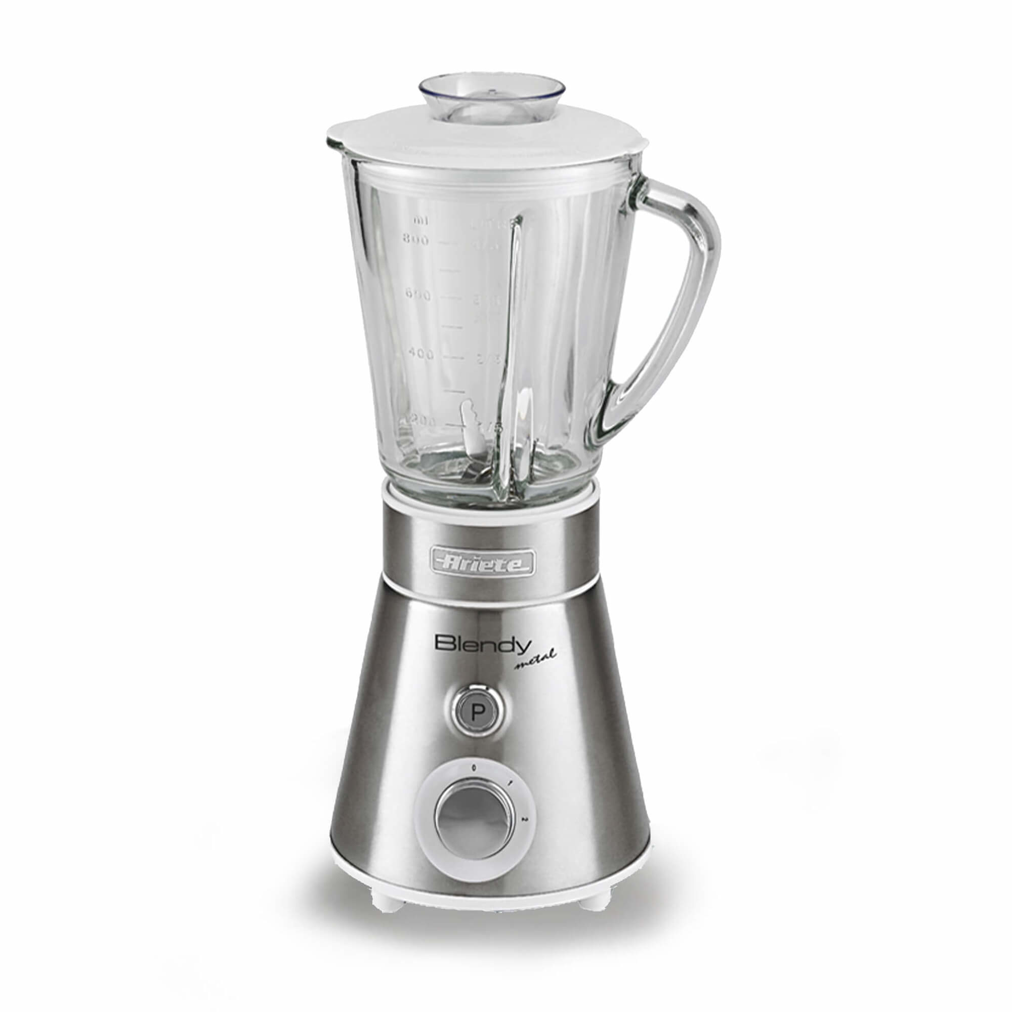 Ariete 561 Blendy Metal - Blender with stainless steel blades - Glass cup 800 ml - 2 speeds + Pulse - 300 Watt - Silver