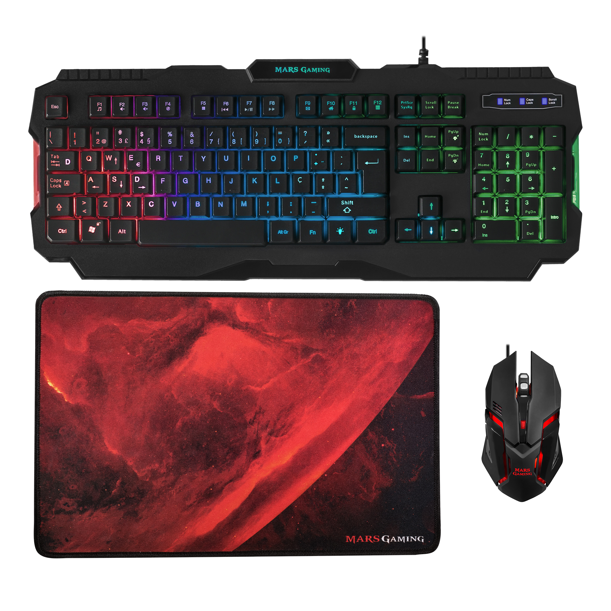 Mars Gaming MCP118PORTU keyboard Mouse included USB QWERTY Portuguese Black