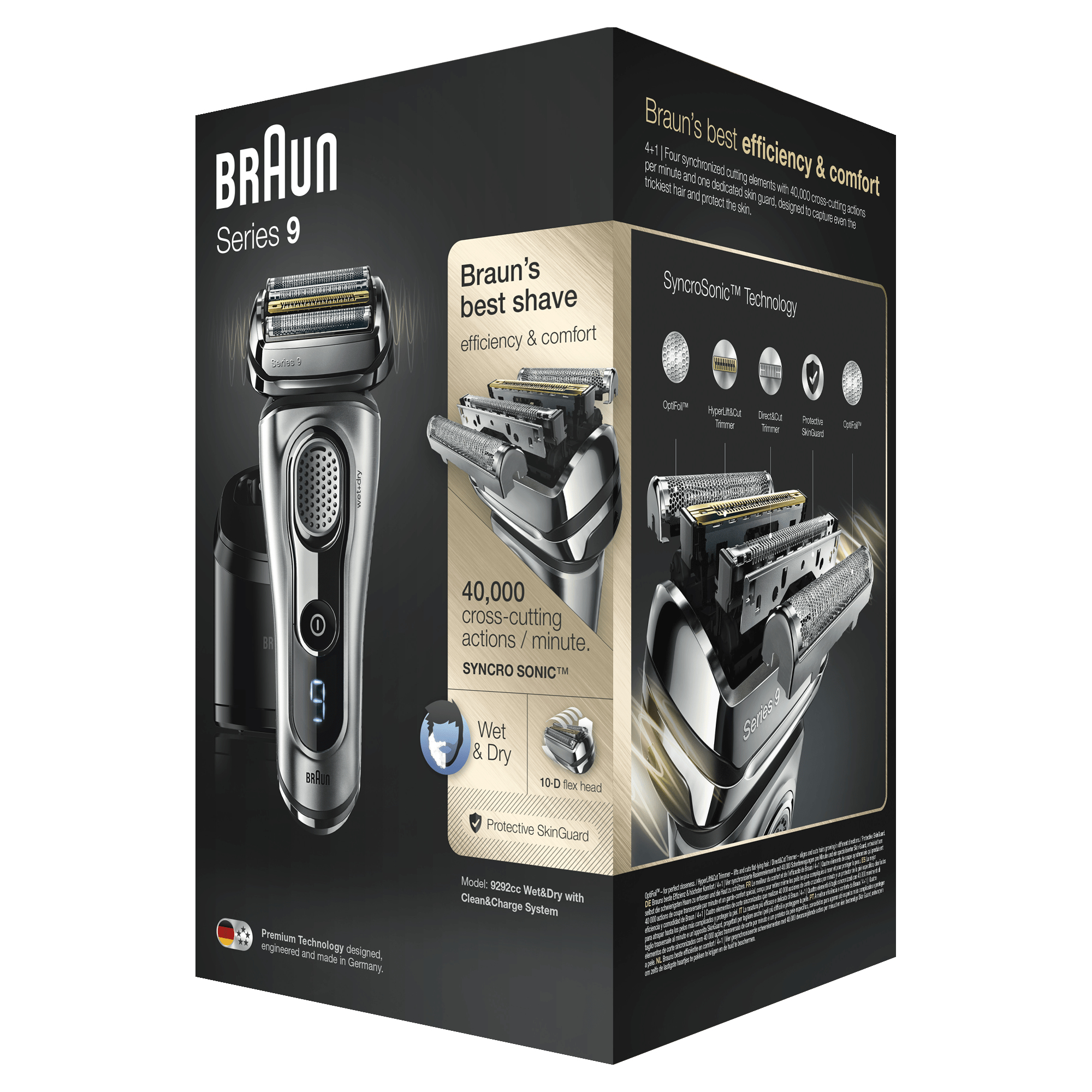 Braun Series 9 Electric Shaver for Men 9292cc, Clean&Charge Station and Travel Case – Silver – image 2