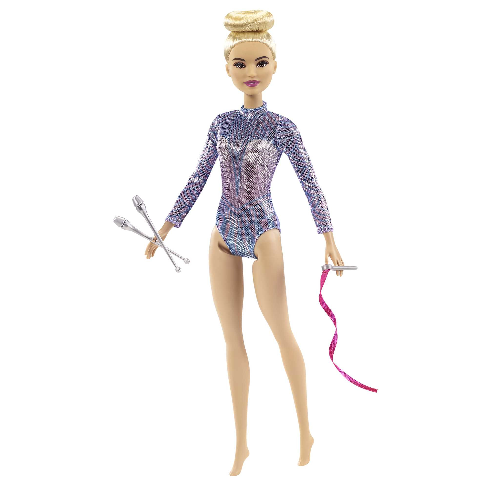 Barbie Rytminen voimistelija - , vaaleahiuksinen nukke (n 30 cm), jumppapuku ja välineet