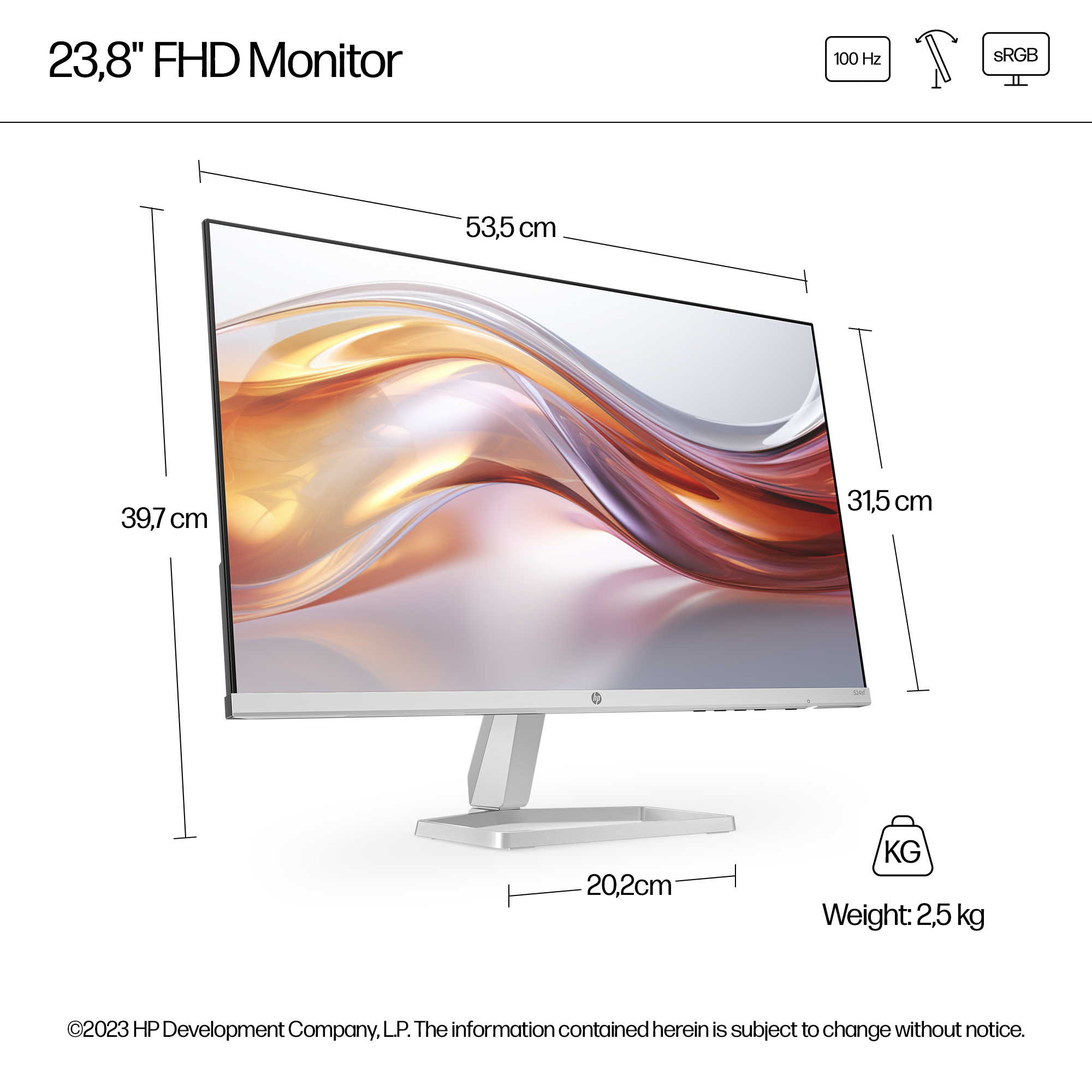 HP Series 5 23.8 inch FHD Monitor - 524sf – image 5