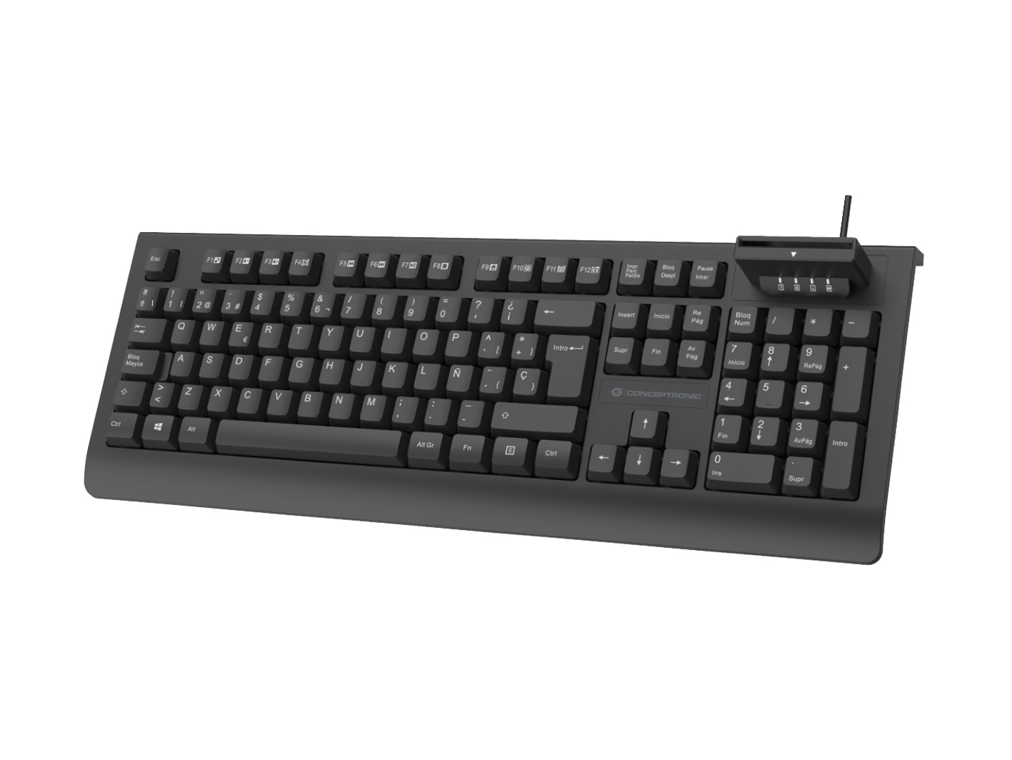 Conceptronic KAYNE01ES USB Keyboard with Smart ID Card Reader, Spanish layout – image 2