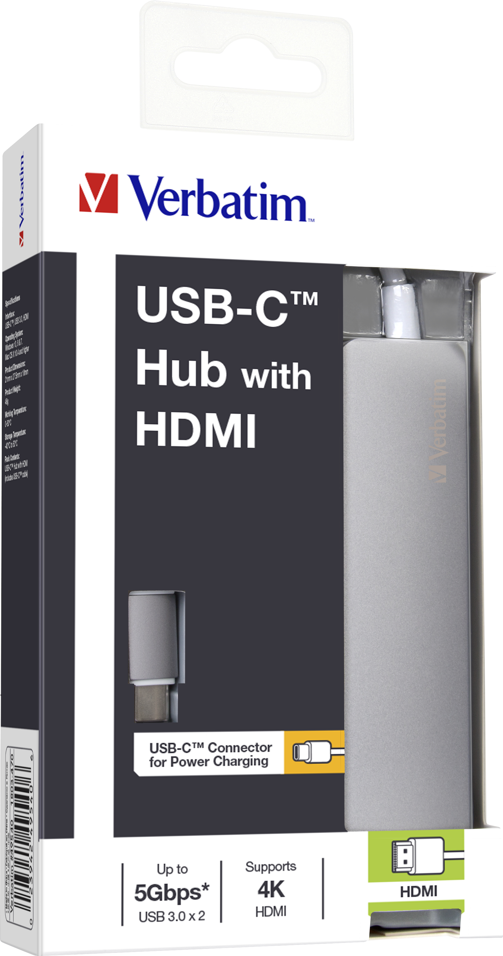 Verbatim 49540 interface hub USB 3.2 Gen 1 (3.1 Gen 1) Type-C 5000 Mbit/s Grey – image 5