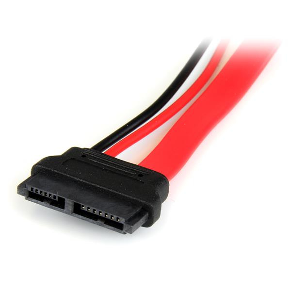 Adaptador Cable SATA 15cm Slimline Línea Delgada a SATA con Alimentación Corriente - Hembra a Macho SLSATAADAP6