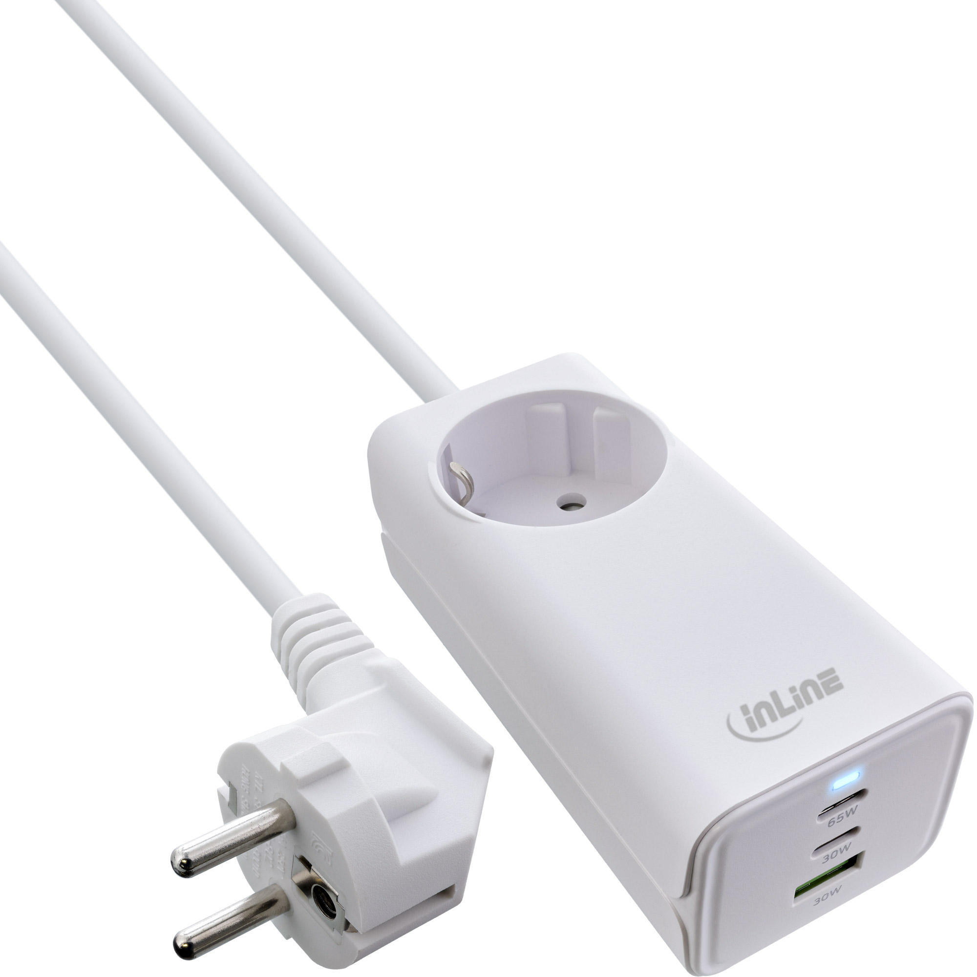 InLine USB power supply, GaN charger, 2x USB-C, 1x USB-A, PD 3.0, safety socket – image 1