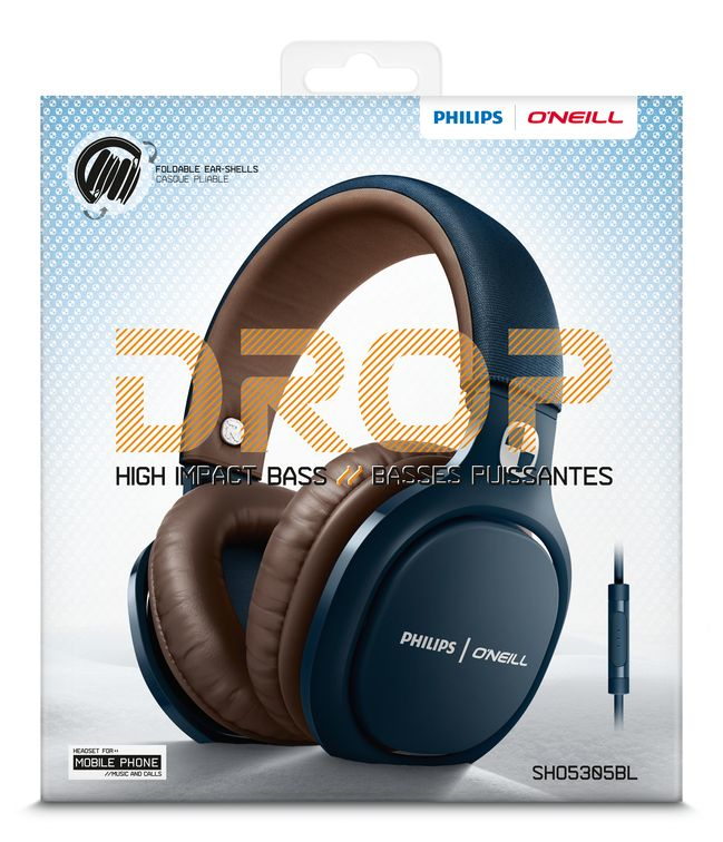 Philips O'Neill SHO5305BL/00 headphones/headset Wired Head-band Black, Brown – image 2