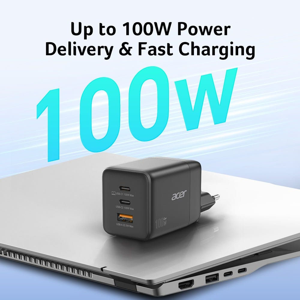 Acer HP.DSCAB.019 mobile device charger Universal Black AC Fast charging Indoor – image 2