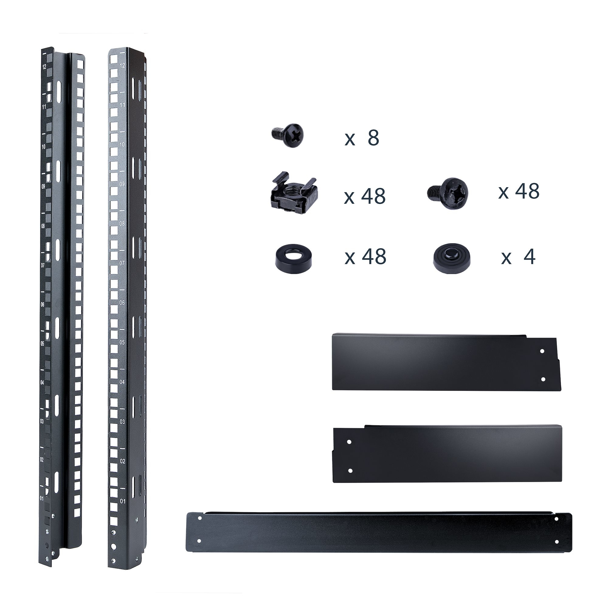 StarTech.com 12U 19" Desktop Open Frame Rack - 2 Post Free-Standing Network Rack Switch Depth for Patch Panel/Data/AV/Communication/Studio Equipment 110lb(50kg) – image 8