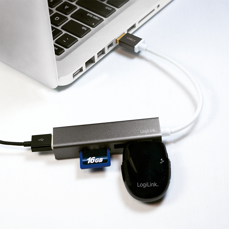 LogiLink UA0306 laptop dock/port replicator USB 3.2 Gen 1 (3.1 Gen 1) Type-A Silver, White – image 3