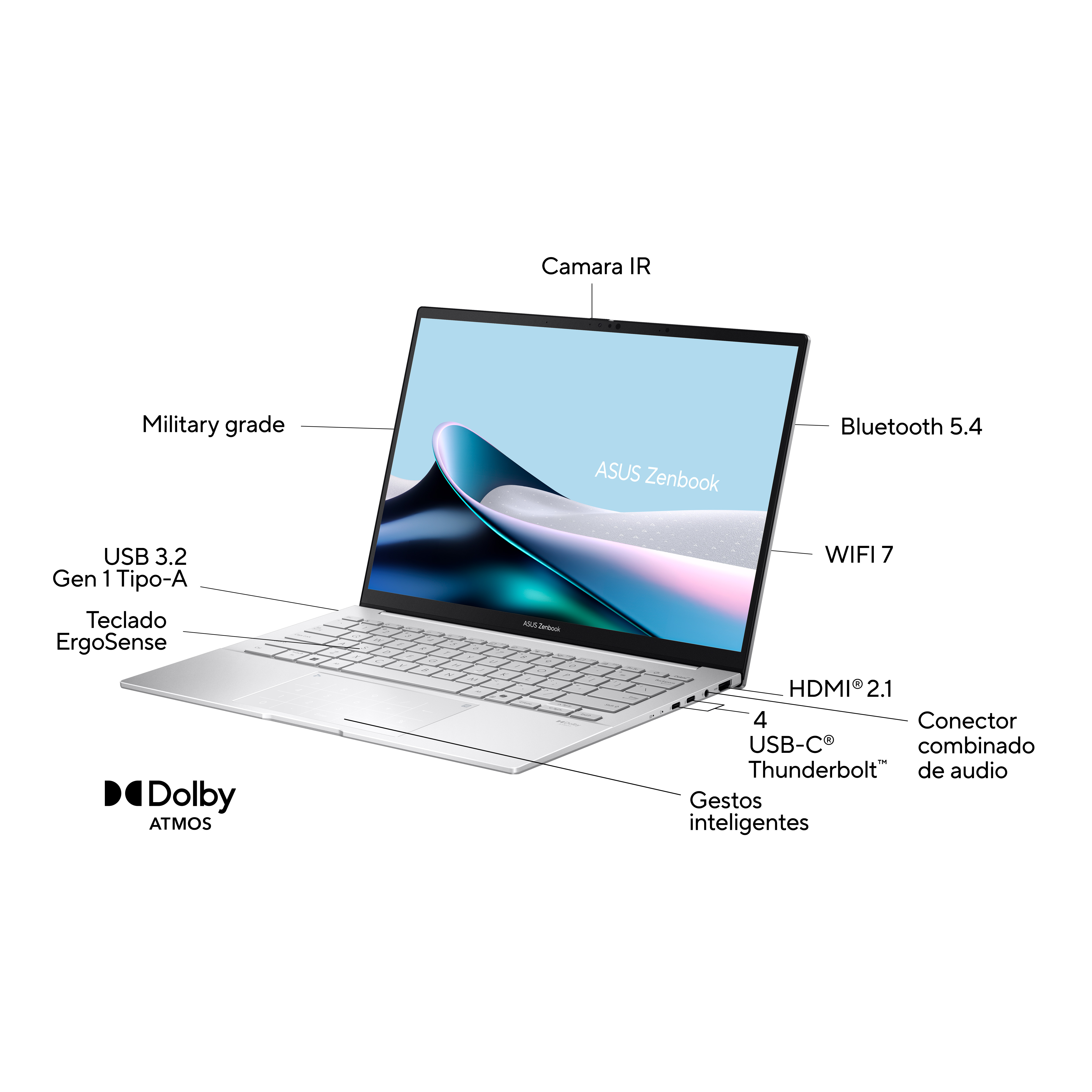 Portátil - ASUS Zenbook 14 OLED UX3405CA-PZ524W, " WQXGA+, Intel® Core™ Ultra 9 285H, 32GB RAM, 1TB SSD, Arc™ GPU, Windows 11 Home - imagen 4