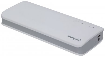 Manhattan Power Bank, 10000 mAh, Output: 3x USB-A (2A), Input: Micro-USB (2A, cable included), Rubber Coated, White, Three Year Warranty, Blister – image 2