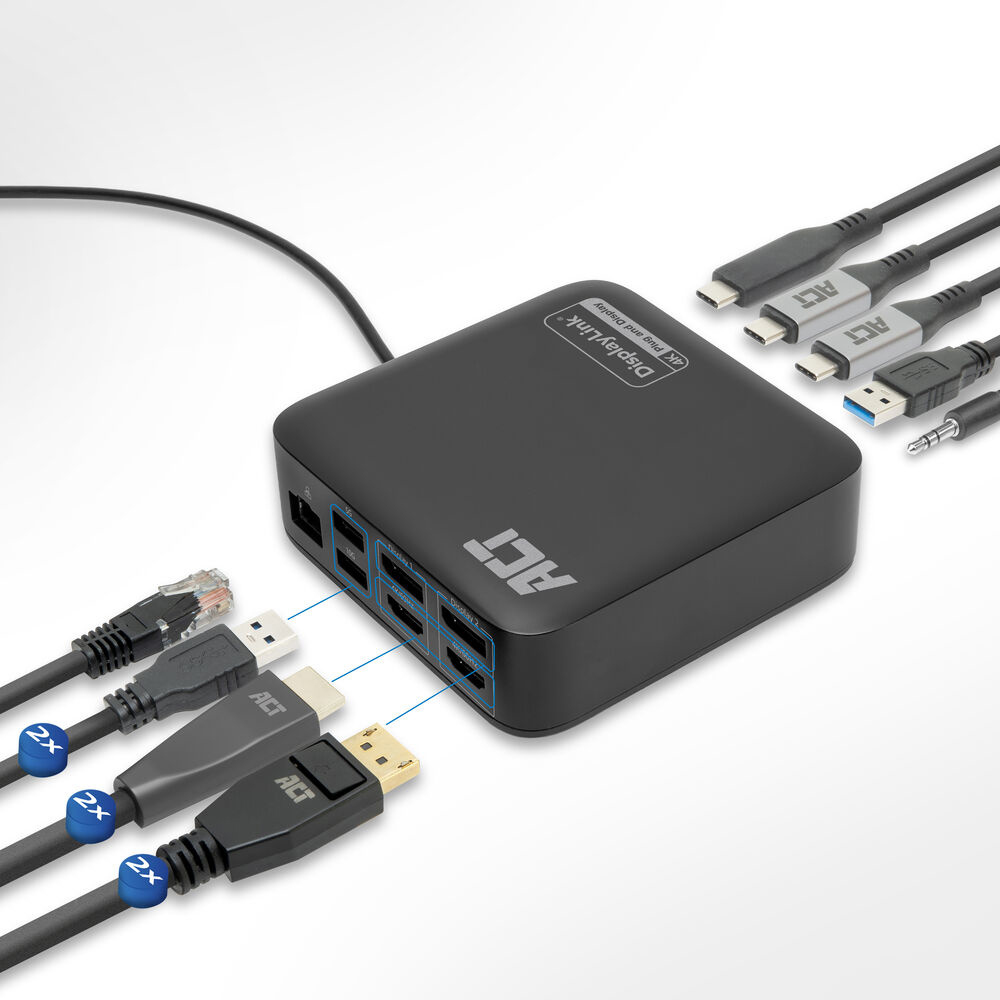 ACT Universal USB-C Docking Station 4K, for 2 HDMI/DisplayPort monitors, DisplayLink, compact design – image 7