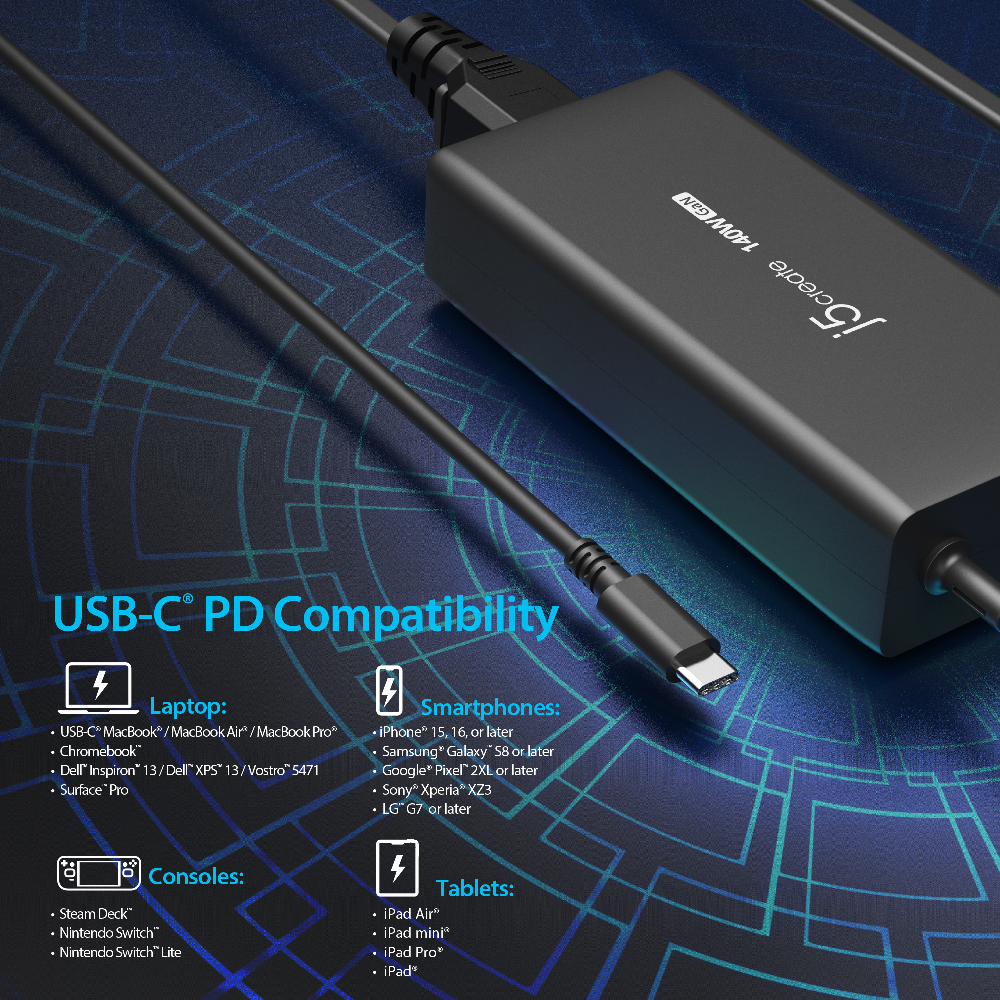 j5create JUP17140 140W GaN PD3.1 USB-C® - EU – image 6