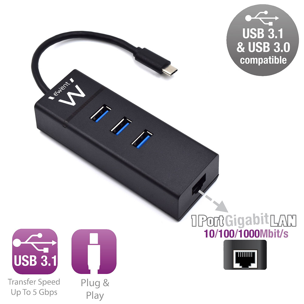 Ewent EW1141 laptop dock/port replicator USB 3.2 Gen 1 (3.1 Gen 1) Type-C Black – image 2