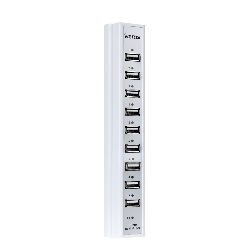 Vultech HU-10B interface hub USB 2.0 480 Mbit/s Grey, White