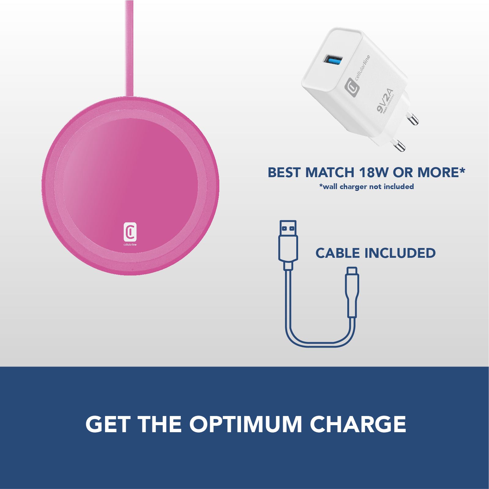 Cellularline Neon Wireless Charger - Apple, Samsung and other Wireless Smartphones Coloured wireless charging base – image 6