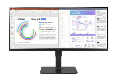 34IN LG MONITOR, 3440X1440, CURVED, 21:9 IPS, HDMI 2.0 (2), DP 1.4, USB TYPE-C,