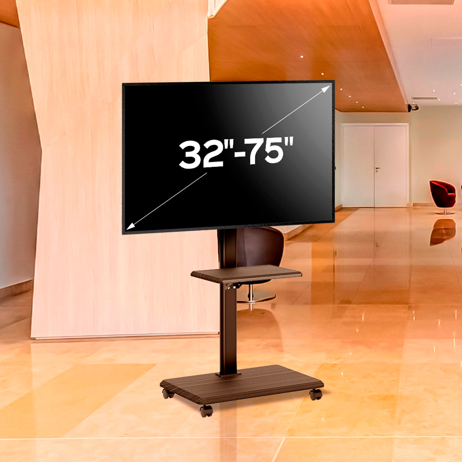 UNYKAch Universal Mobile Floor Stand With Shelf UK520B 32″-75″ TV / Monitors – image 2