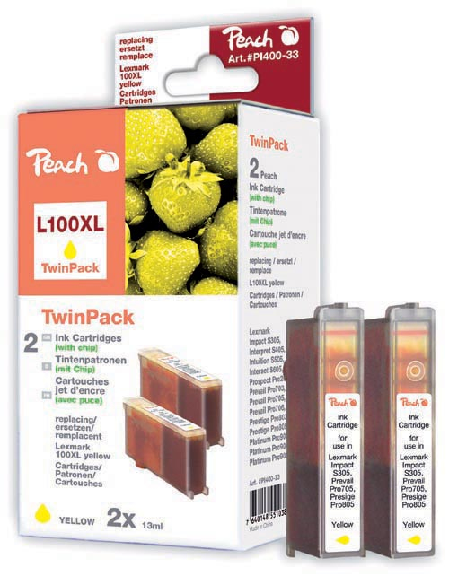Peach 313865 ink cartridge 2 pc(s) Yellow