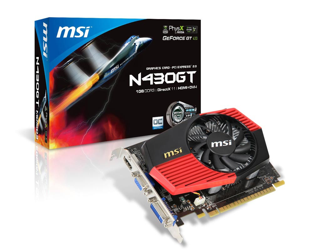 MSI N430GT-MD1GD3/OC graphics card NVIDIA GeForce GT 430 – image 1