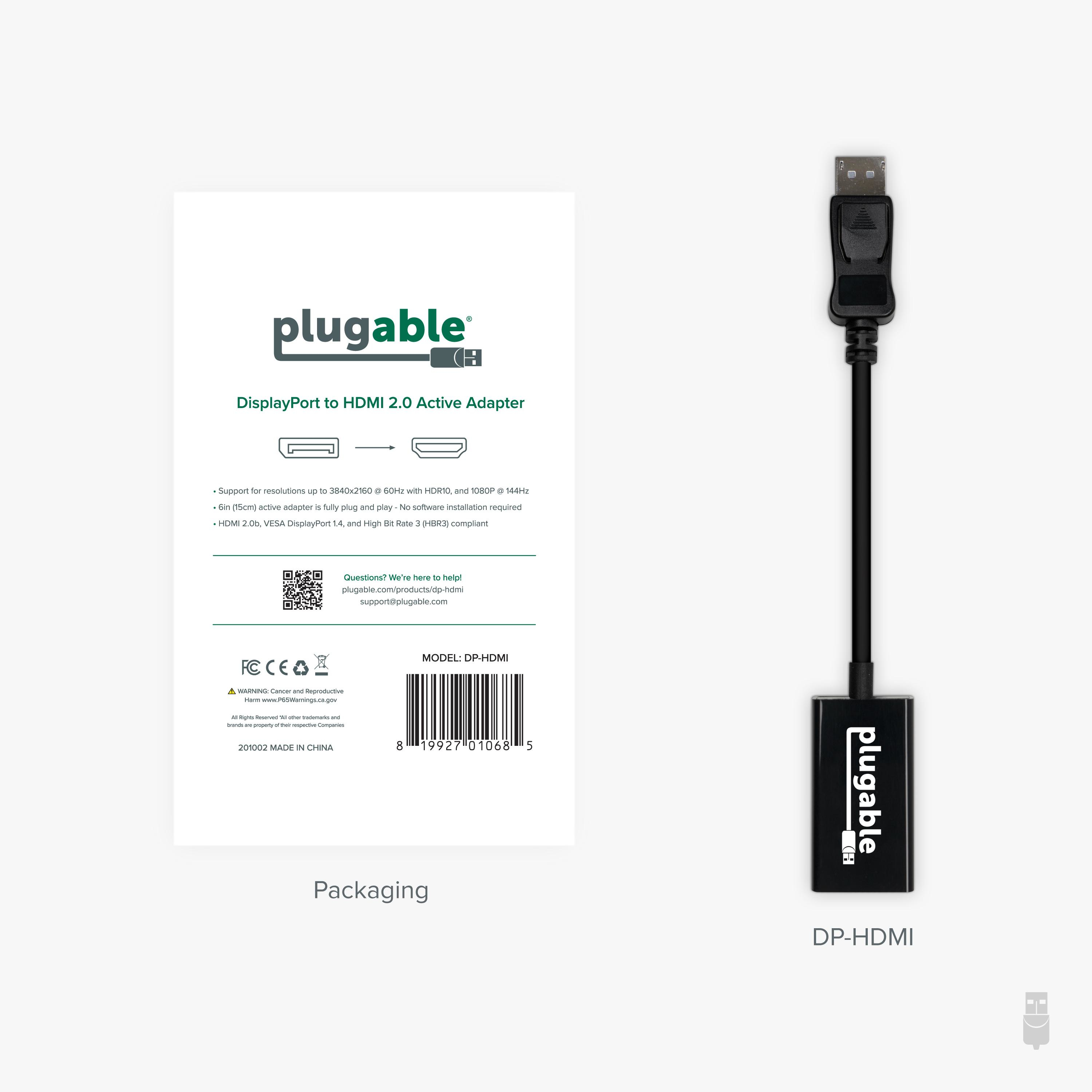 Resim Plugable Technologies Aktif DisplayPort - HDMI 2.0 Adaptör, 4K@60Hz