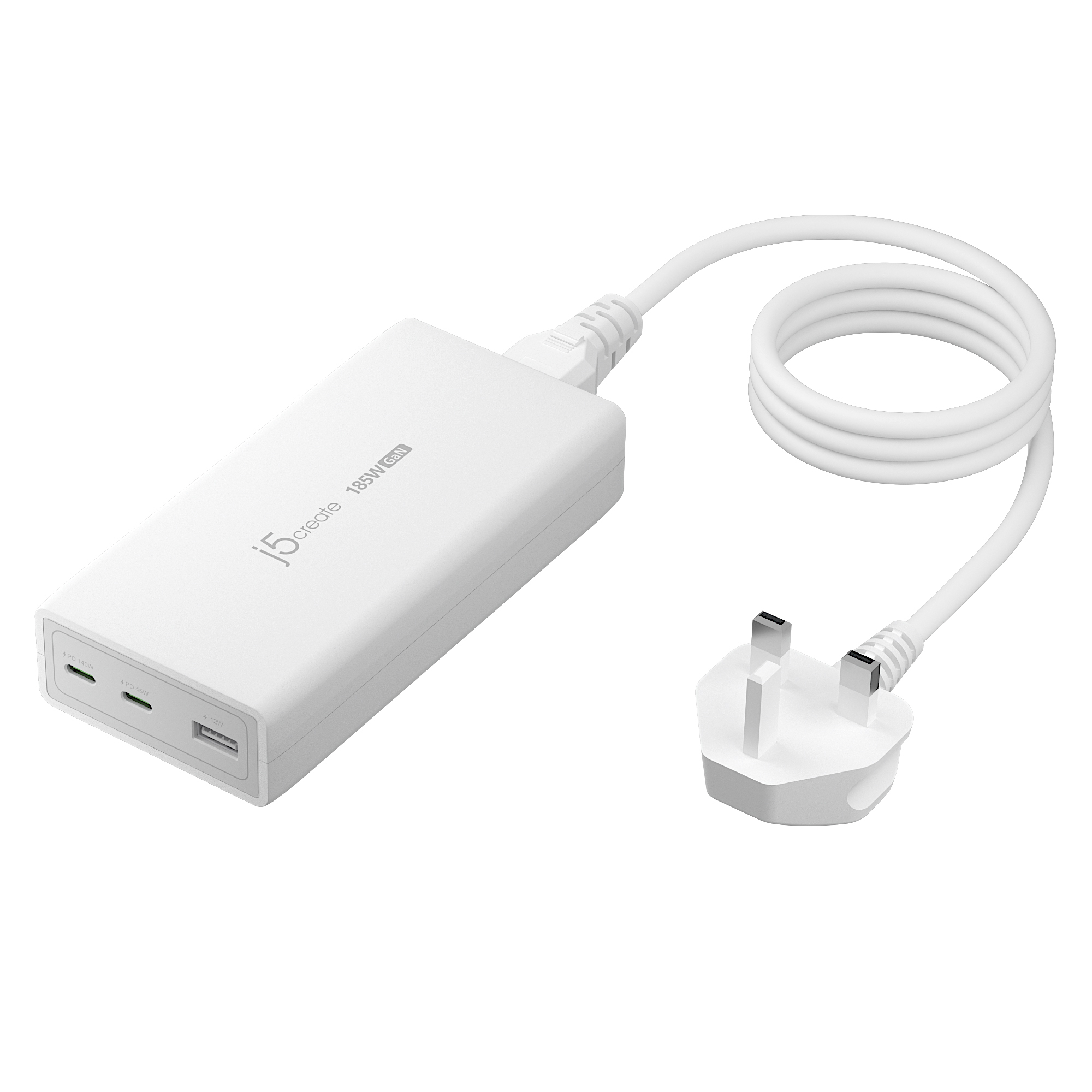 j5create JUP37185W-FN Caricabatterie per dispositivi mobili Universale Bianco AC Ricarica rapida Interno