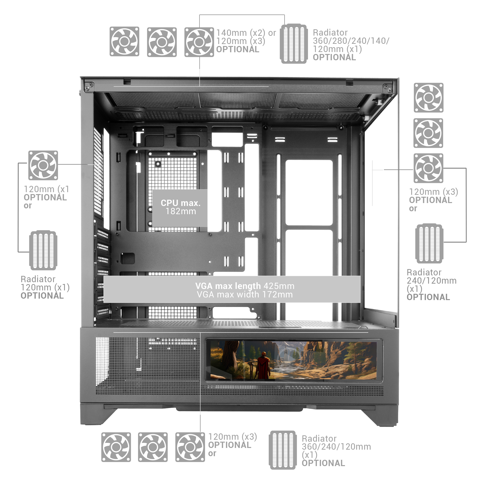 Mars Gaming MCLCDX computer case Midi Tower Black image 13