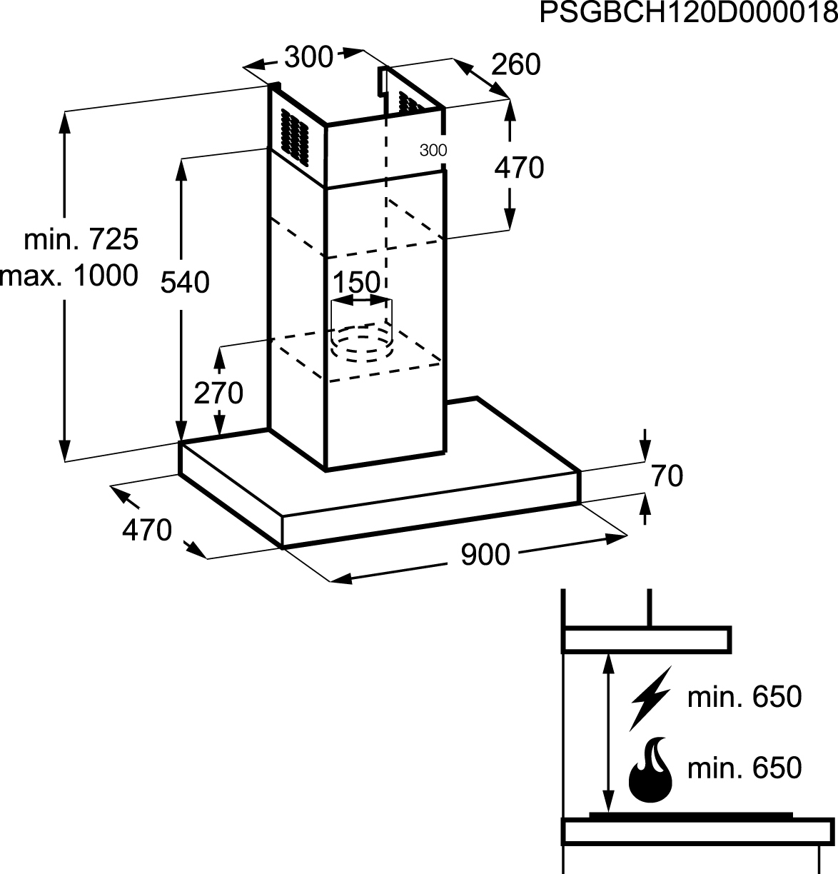 AEG X79263MK10 Wall-mounted Stainless steel 685 m³/h – image 3