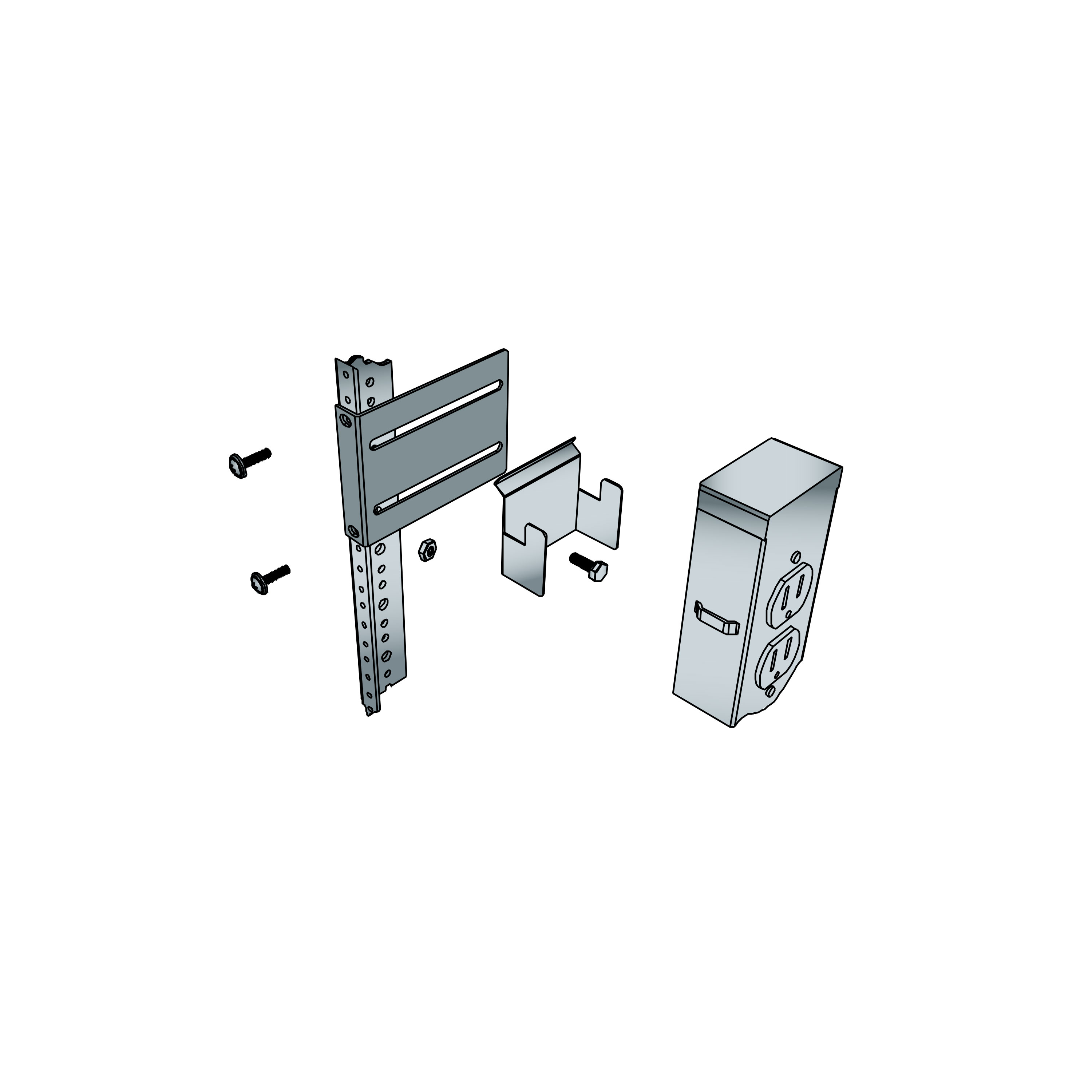 Middle Atlantic Power Strip Bracket Rack Front/Back Mount PB-5A