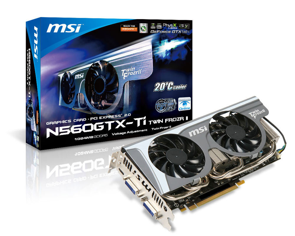 MSI N560GTXTITWINFROZRII graphics card NVIDIA GeForce GTX 560 Ti