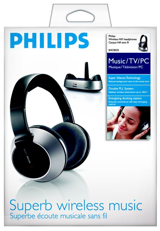 Philips SHC8525/00 headphones/headset Wireless Head-band Music Black, Silver – image 2