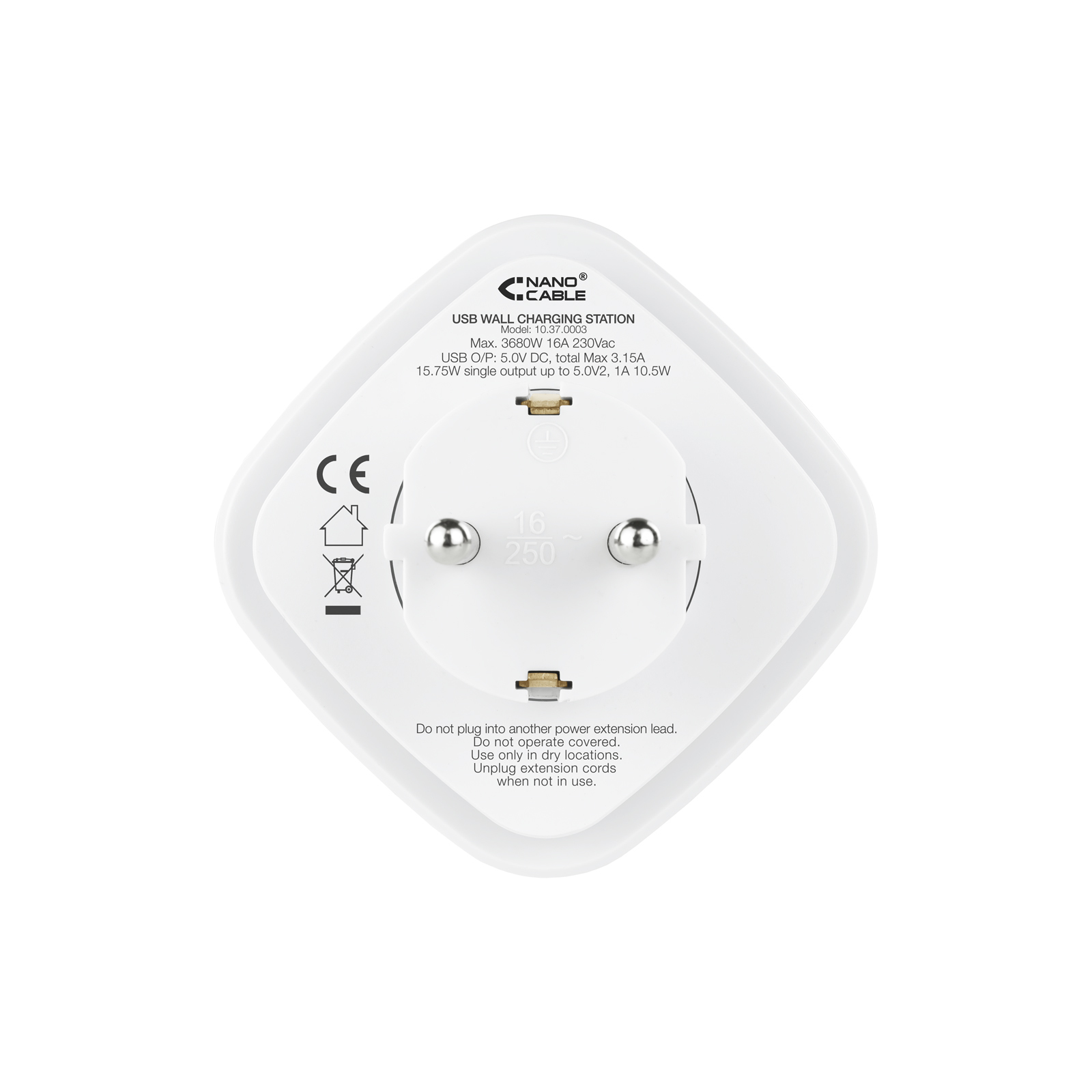 Nanocable Universal charger with 3 USB's (2 USB A + 1 USB-C) and integrated socket – image 4