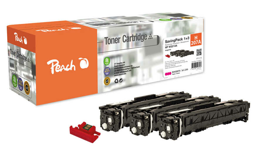 Peach PT1175 ink cartridge 3 pc(s) Compatible Standard Yield Magenta