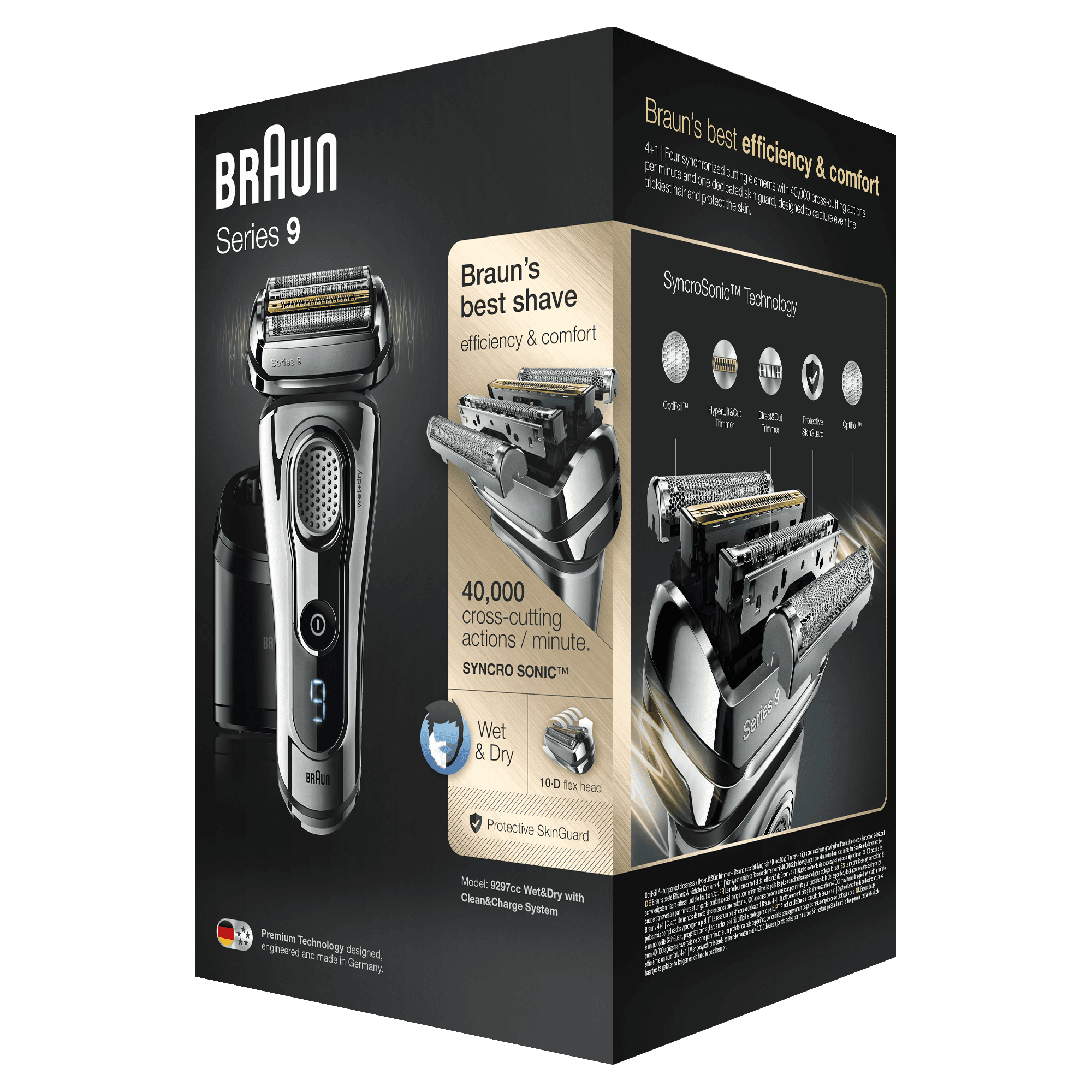 Braun Series 9 Electric Shaver for Men 9297cc, Clean&Charge Station and Leather Travel Case – Chrome – image 3