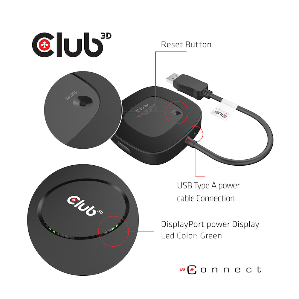 CLUB3D Multi Stream Transport(MST) Hub DisplayPort™ 1.4 Triple Monitor 4K60HZ – image 4