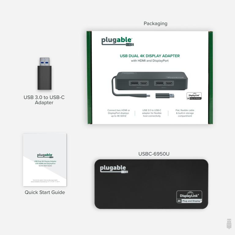 Plugable Technologies 4K DisplayPort and HDMI Dual Monitor Adapter for USB 3.0 and USB-C, Compatible with Windows – image 7