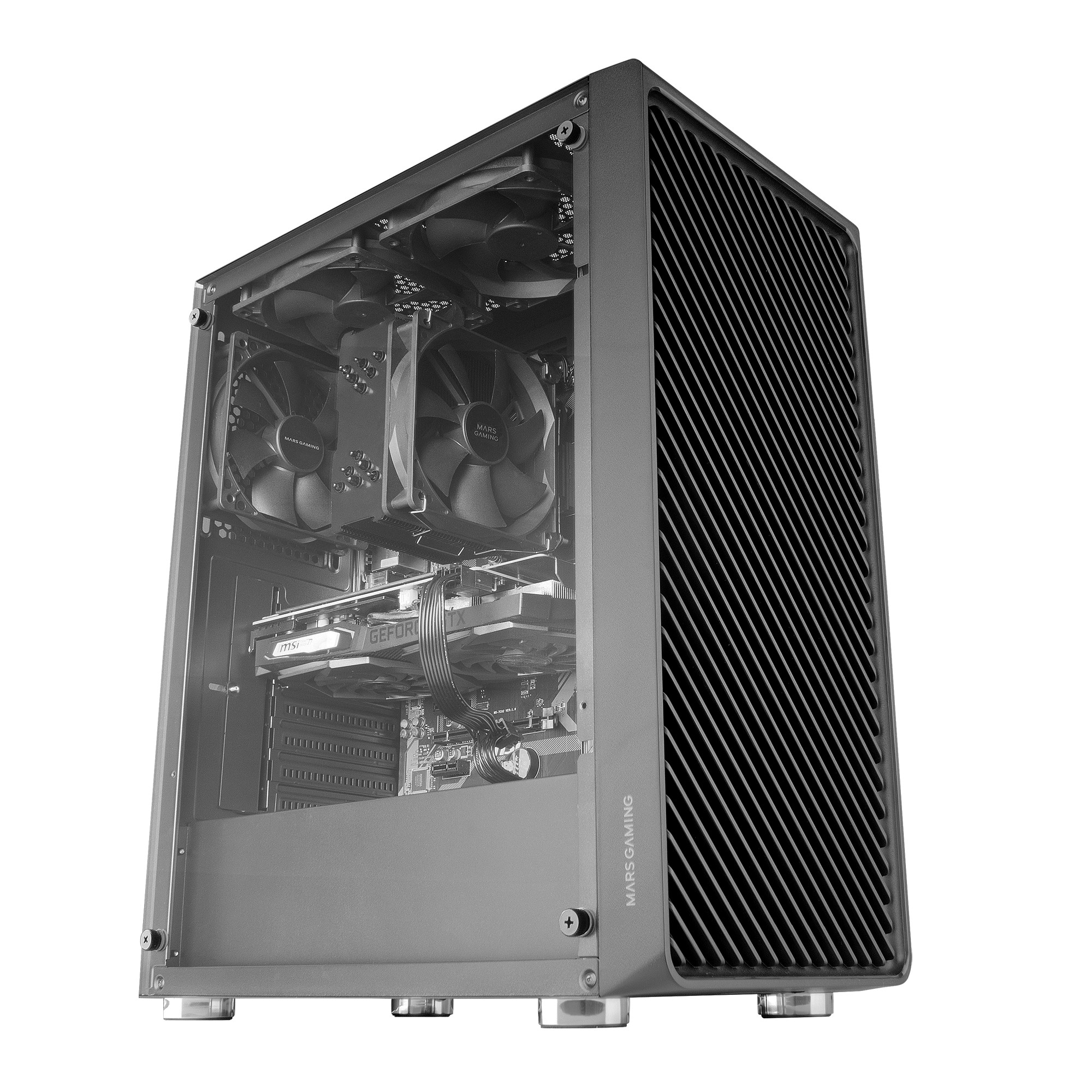 Mars Gaming MC-3000 Black, ATX Gaming Semitower, Full Tempered Glass Window, Metal-Mesh Front – image 3