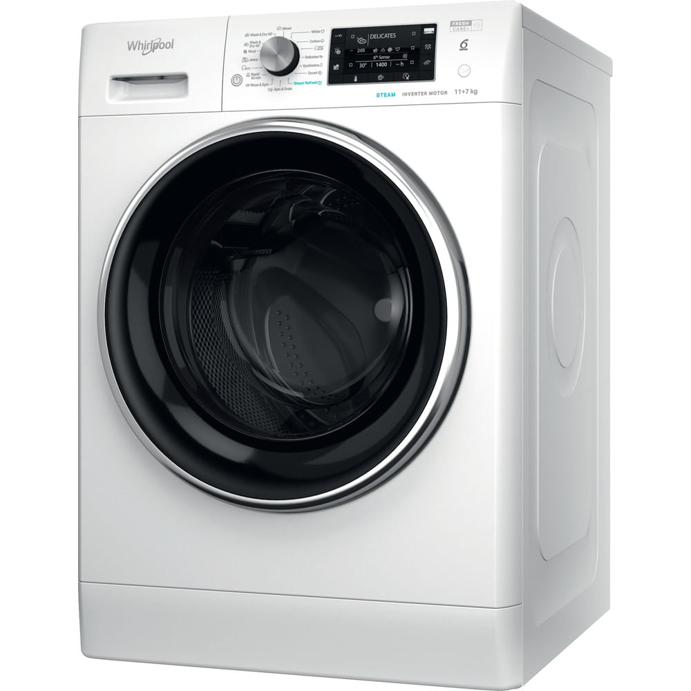 Whirlpool FFWDD1176258B washer dryer Freestanding Top-load White