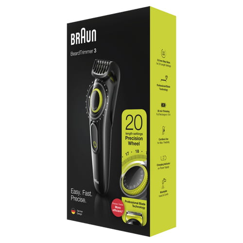 Braun BeardTrimmer Beard Trimmer BT3221 Men Beard Trimmer & Hair Clipper, 20 Length Settings, Black/Volt Green – image 4