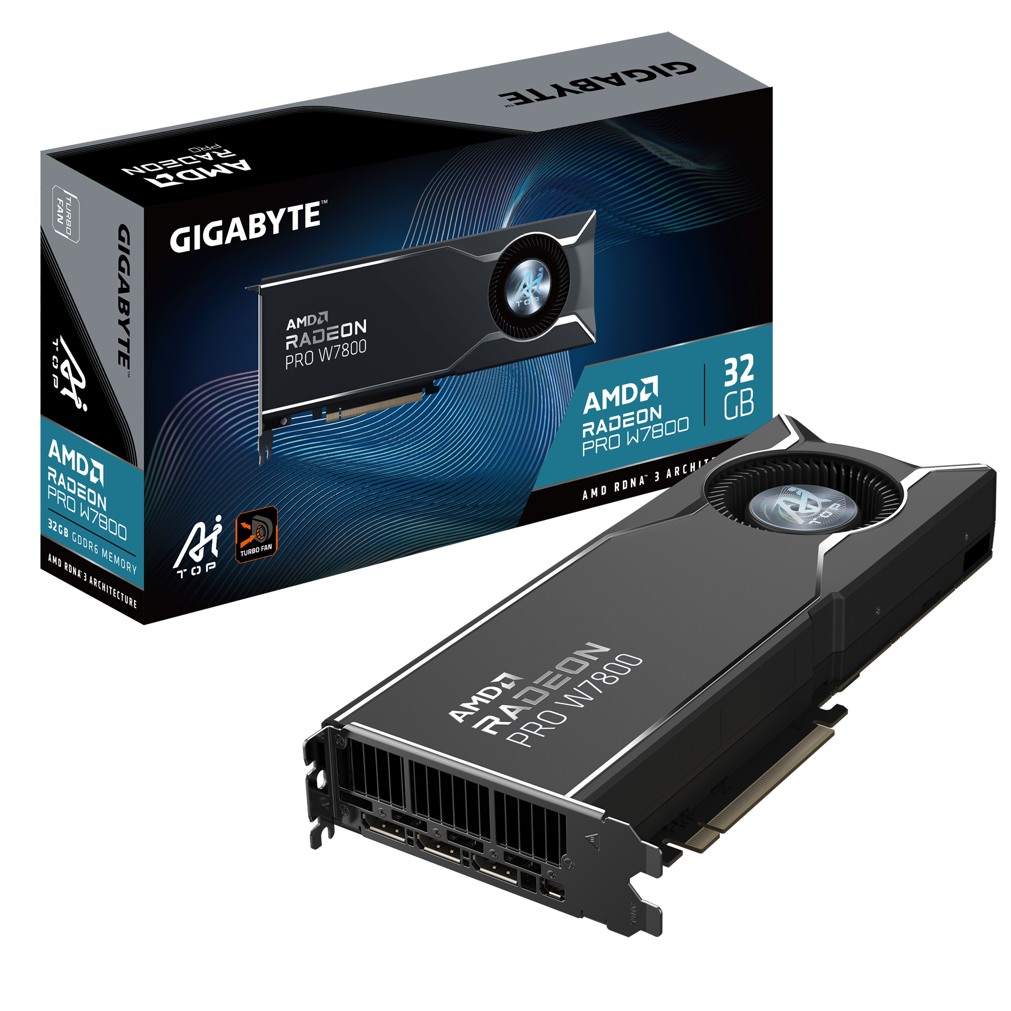 GIGABYTE Radeon PRO W7800 AI TOP 32G Scheda Grafica - 32GB GDDR6 256 bit PCI-E 4.0 3 x DisplayPort 2.1 W7800 AI TOP 32G