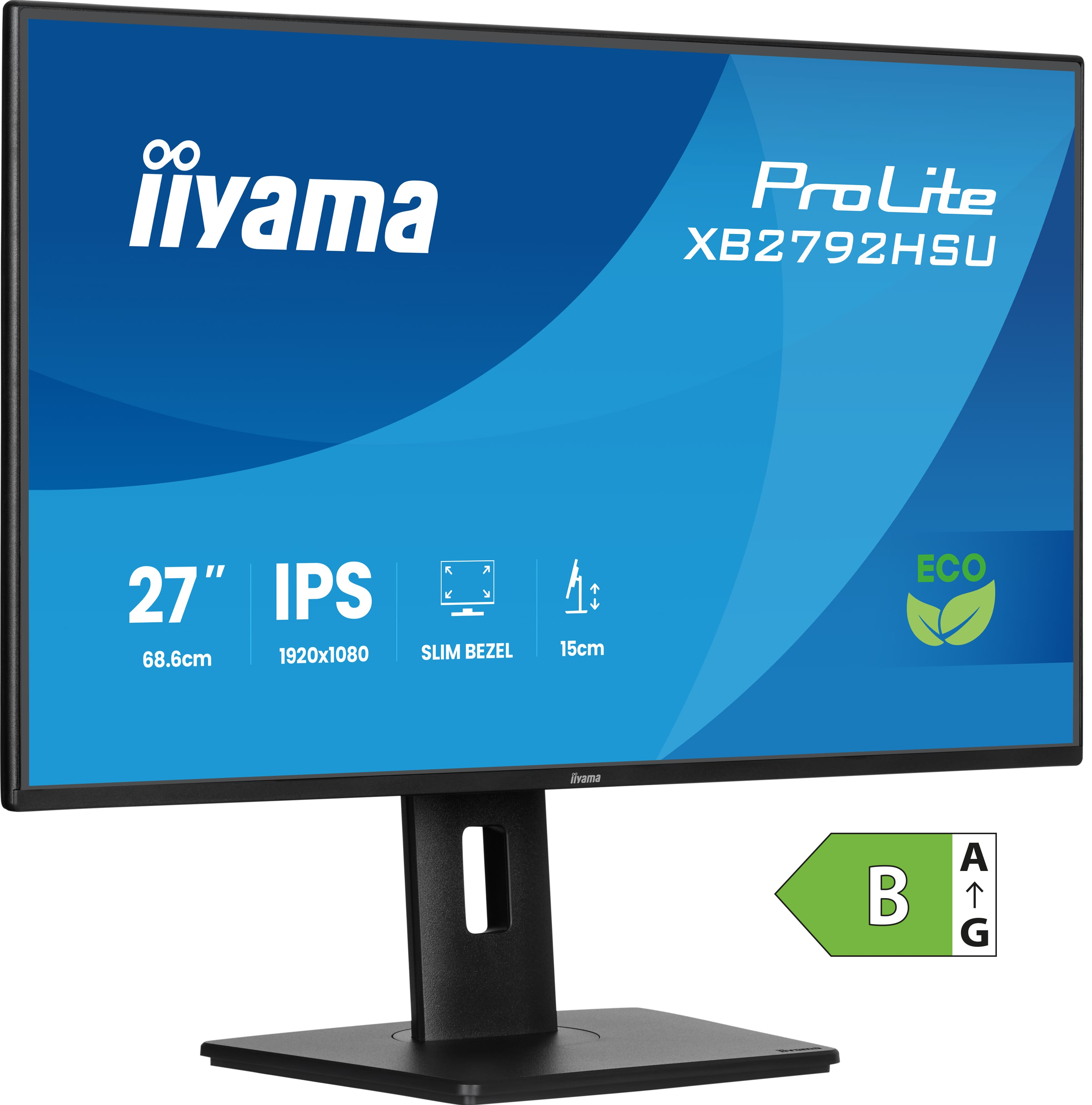 iiyama ProLite XB2792HSU-B1 - LED monitor - 27" - 1920 x 1080 Full HD (1080p) @ 120 Hz - IPS - 300 cd/m� - 1500:1 - 3 ms - HDMI, DisplayPort - speakers - black, matte