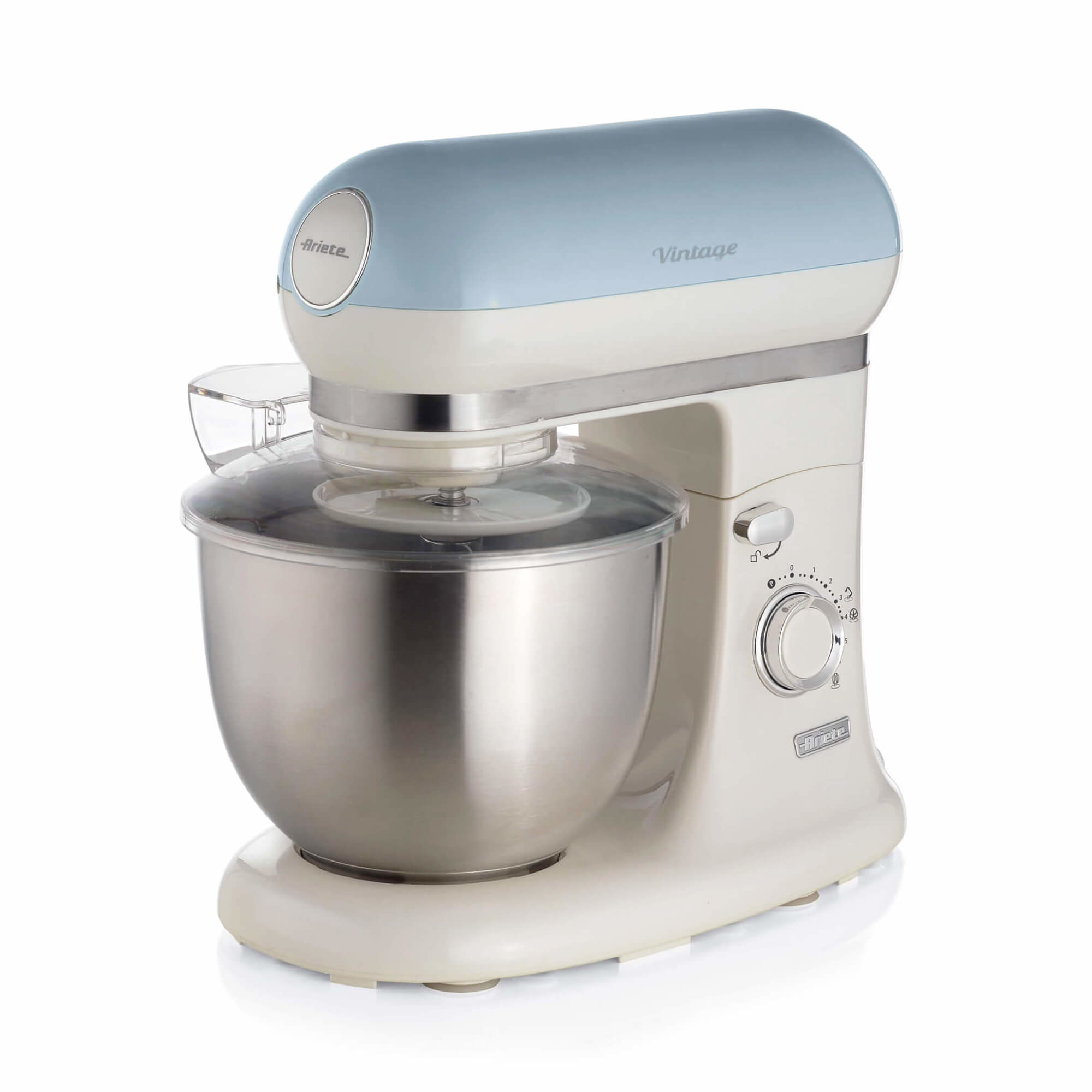 Ariete 1588 Vintage Mixer, Planetary Mixer for bread, pizza, cakes and pastries,5.5 L Capacity, 7 speeds, 2400 Watts, Pastel Blue