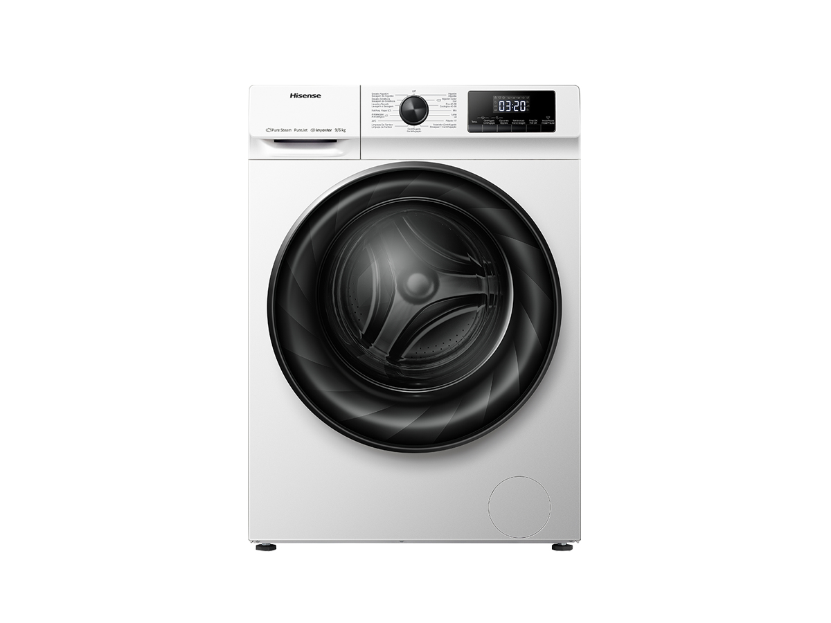 Hisense WDQY901428VJM washer dryer Freestanding Front-load Black, White